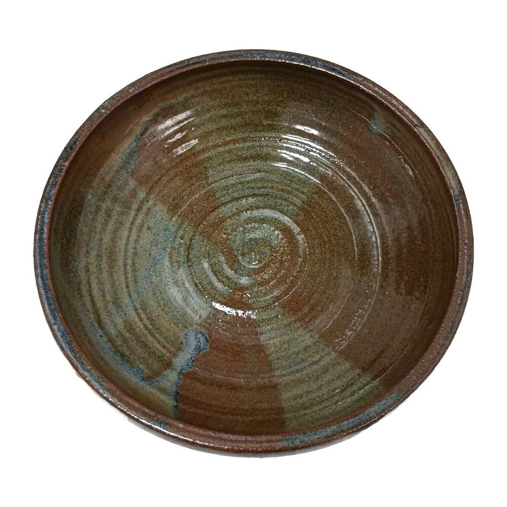 Glazed Pottery Serving Bowl 9” BROWN Artsy Deco Food‎ Party Preppy Snacks Fruit